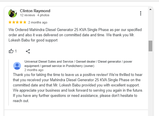 Home 5 Universal diesel sales and service review by clinton