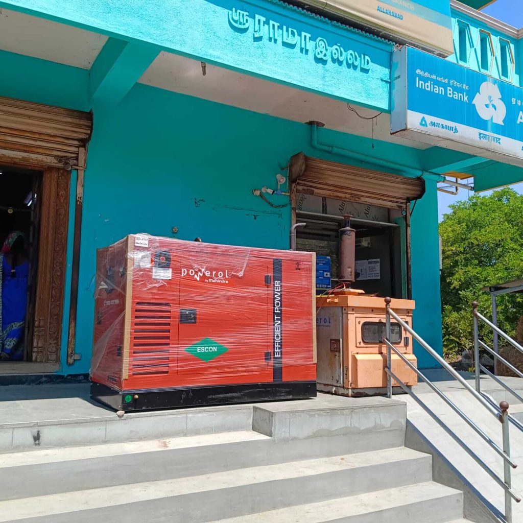 UDSS Mahindra powerol genset present at Indian bank Aalathur branch
